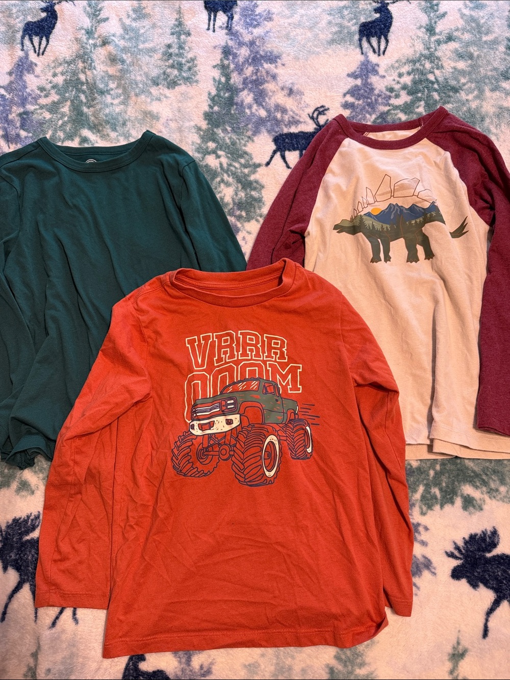 Kids Long Sleeve Monster Truck Tee - Red - Unbranded